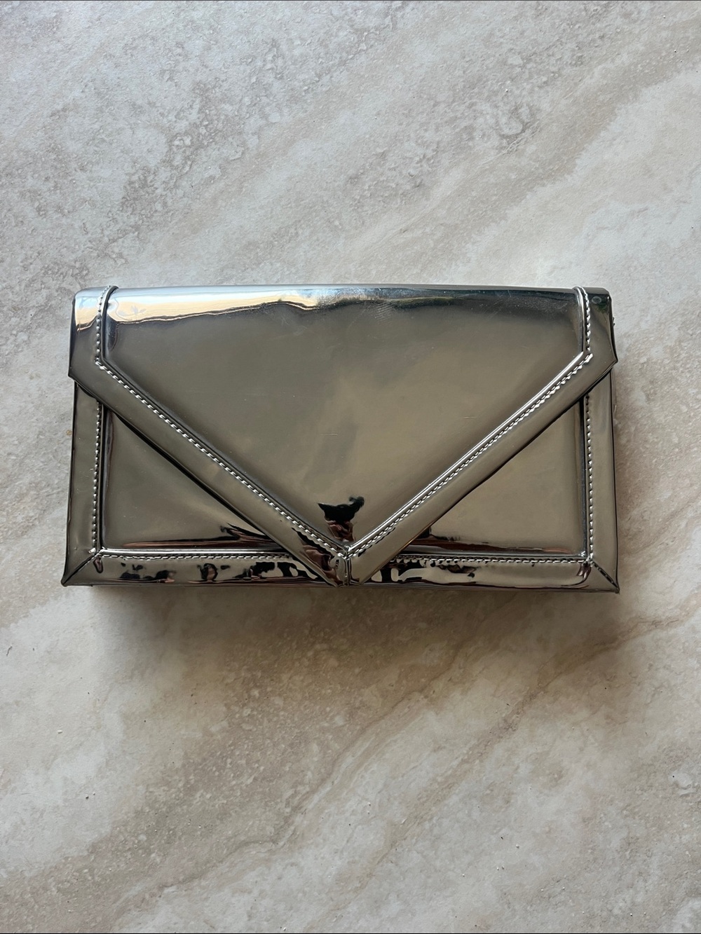 Urban Outfitters Metallic Silver Envelope Clutch